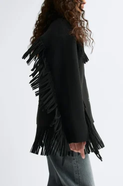 Fringe jacket - Schwarz - Dame - Gina Tricot
