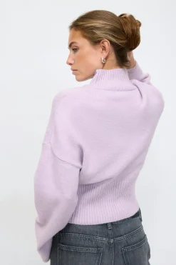 Funnel neck knitted sweater - Lila - Dame - Gina Tricot