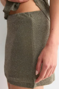 Glitter mini skirt - Grün - Dame - Gina Tricot
