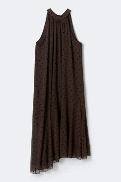 Halterneck asymmetric dress - Braun - Dame - Gina Tricot