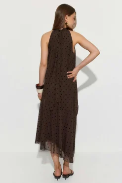 Halterneck asymmetric dress - Braun - Dame - Gina Tricot