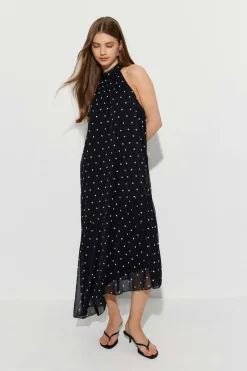 Halterneck asymmetric dress - Schwarz - Dame - Gina Tricot