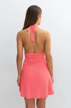 14+ halterneck dress - Orange - Gina Tricot