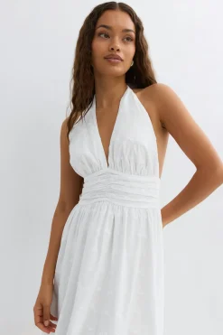 Halterneck dress - Weiß - Dame - Gina Tricot