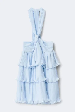 14+ halterneck frill dress - Blau - Gina Tricot