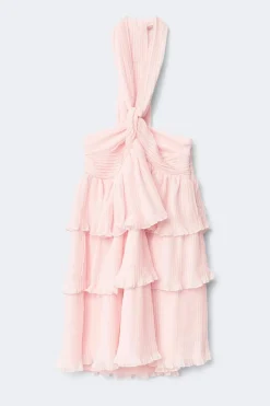 14+ halterneck frill dress - Rosa - Gina Tricot