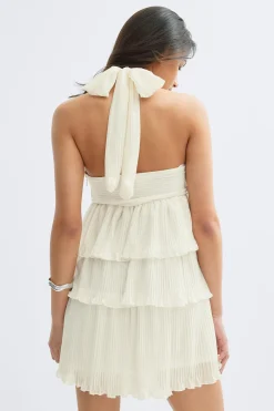 14+ halterneck frill dress - Weiß - Gina Tricot