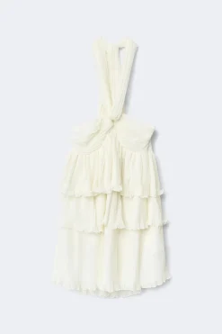 14+ halterneck frill dress - Weiß - Gina Tricot