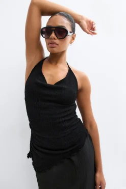 Halterneck knitted dress - Schwarz - Dame - Gina Tricot