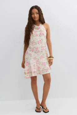Halterneck mini dress - Weiß - Dame - Gina Tricot