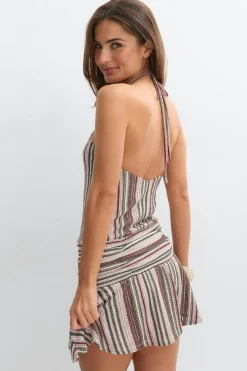 14+ halterneck striped dress - Grün - Gina Tricot