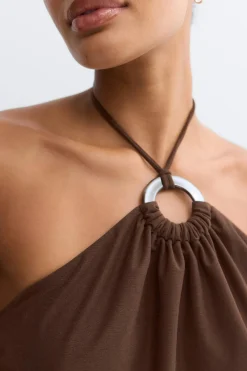 Halterneck tie top - Braun - Dame - Gina Tricot