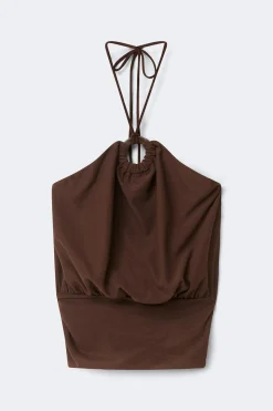 Halterneck tie top - Braun - Dame - Gina Tricot