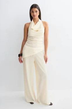 Halterneck top - Beige - Dame - Gina Tricot