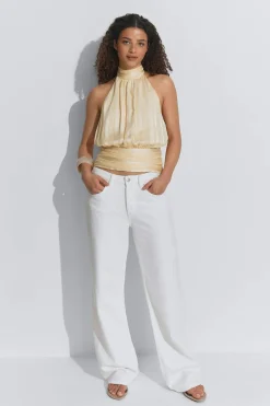 Halterneck top - Gelb - Dame - Gina Tricot