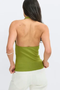 Halterneck top - Grün - Dame - Gina Tricot
