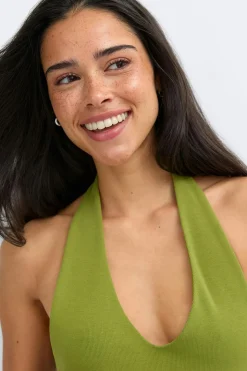Halterneck top - Grün - Dame - Gina Tricot