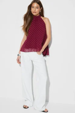Halterneck top - Rot - Dame - Gina Tricot