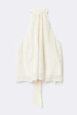 Halterneck top - Weiß - Dame - Gina Tricot