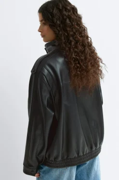 High neck pu jacket - Schwarz - Dame - Gina Tricot