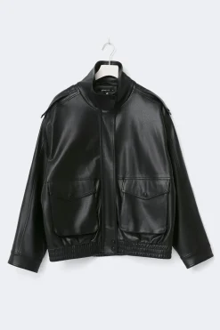 High neck pu jacket - Schwarz - Dame - Gina Tricot