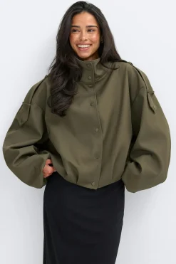 High neck short jacket - Grün - Dame - Gina Tricot