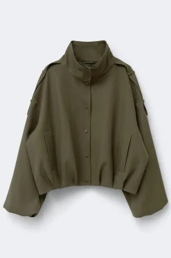 High neck short jacket - Grün - Dame - Gina Tricot