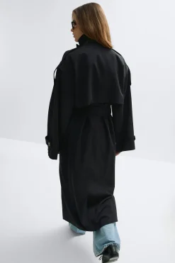 High neck trench coat - Schwarz - Dame - Gina Tricot