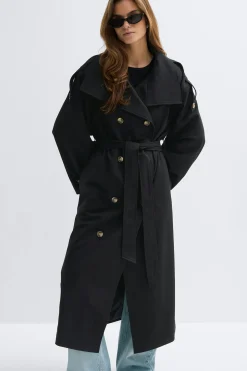 High neck trench coat - Schwarz - Dame - Gina Tricot