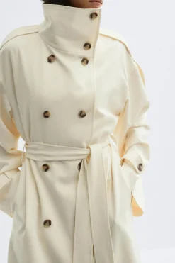 High neck trench coat - Weiß - Dame - Gina Tricot