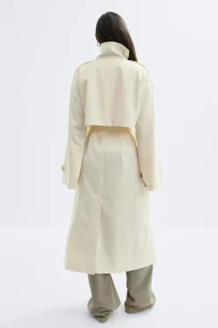 High neck trench coat - Weiß - Dame - Gina Tricot