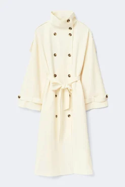 High neck trench coat - Weiß - Dame - Gina Tricot