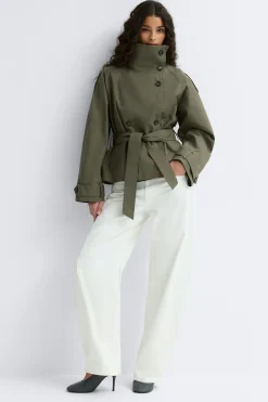 High neck trench jacket - Grün - Dame - Gina Tricot