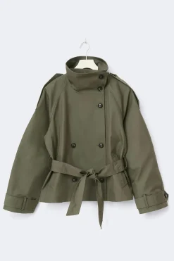 High neck trench jacket - Grün - Dame - Gina Tricot
