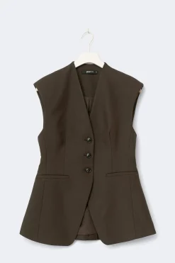 High neck vest - Braun - Dame - Gina Tricot