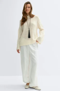 Jacquard knitted sweater - Weiß - Dame - Gina Tricot