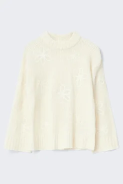 Jacquard knitted sweater - Weiß - Dame - Gina Tricot