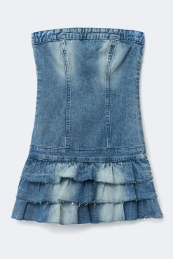 14+ jeanqueen frill dress - Blau - Gina Tricot