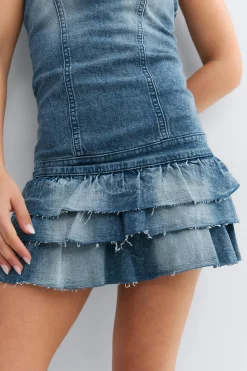 14+ jeanqueen frill dress - Blau - Gina Tricot