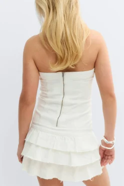 14+ jeanqueen frill dress - Weiß - Gina Tricot