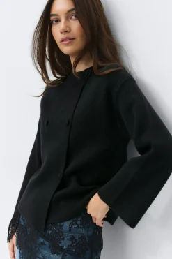 Knitted button cardigan - Schwarz - Dame - Gina Tricot