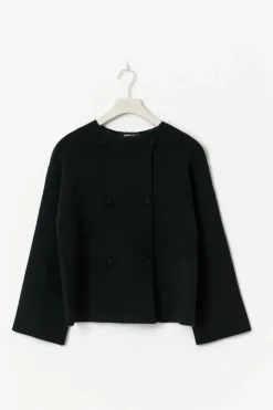 Knitted button cardigan - Schwarz - Dame - Gina Tricot