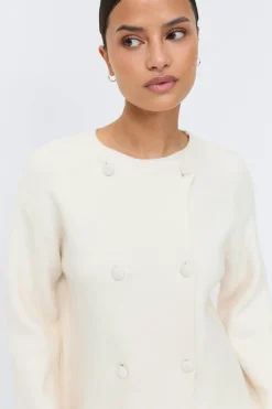 Knitted button cardigan - Weiß - Dame - Gina Tricot