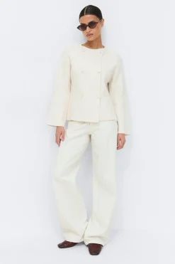 Knitted button cardigan - Weiß - Dame - Gina Tricot