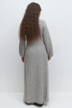 Knitted button down dress - Grau - Dame - Gina Tricot