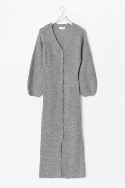 Knitted button down dress - Grau - Dame - Gina Tricot