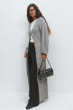 Knitted button down dress - Grau - Dame - Gina Tricot