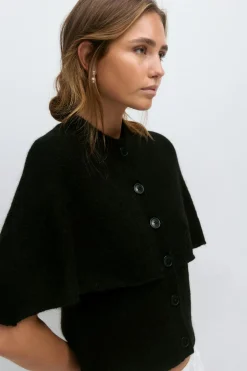 Knitted cape cardigan - Schwarz - Dame - Gina Tricot