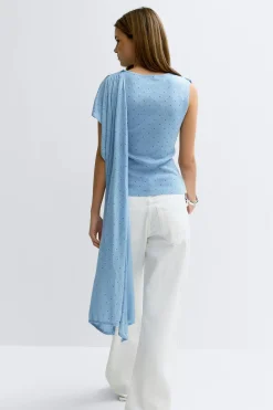 Knitted cape top - Blau - Dame - Gina Tricot