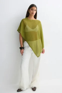 Knitted cape top - Grün - Dame - Gina Tricot